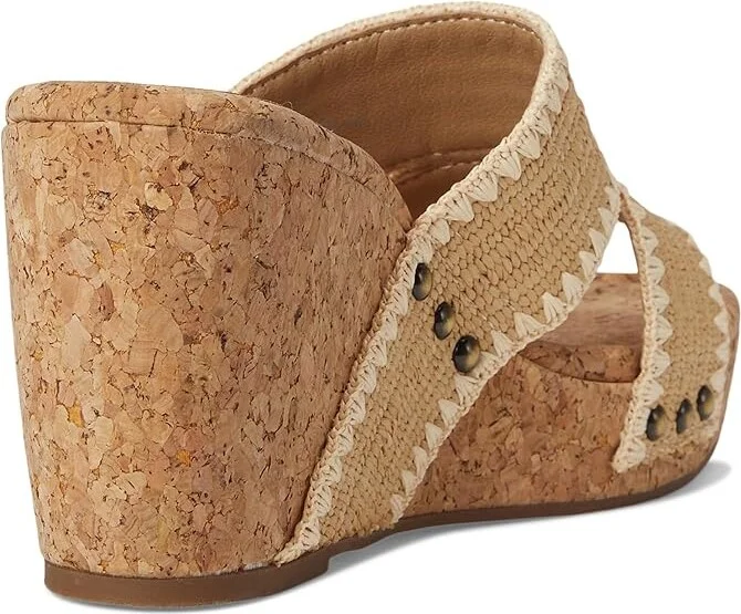Lucky Brand Vickta Woven Band Cork Wedge Sandals Women's Sandals Dark Natural : 9 B - Medium, Synthetic - Image 4