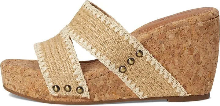 Lucky Brand Vickta Woven Band Cork Wedge Sandals Women's Sandals Dark Natural : 9 B - Medium, Synthetic - Image 6