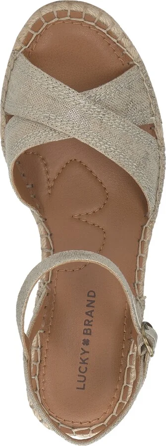 Lucky Brand Women's Candyr Espadrille Wedge Sandals - Natural/Platinum Metallic Linen - Image 4