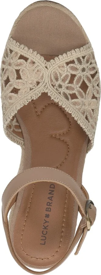 Lucky Brand Women's Coyna Floral Lace Platform Espadrille Wedge Sandals - Image 8
