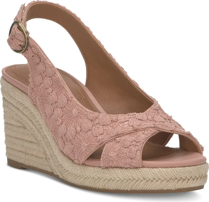Lucky Brand Women's Cyrila Floral Slingback Peep-Toe Espadrille Wedge Sandals