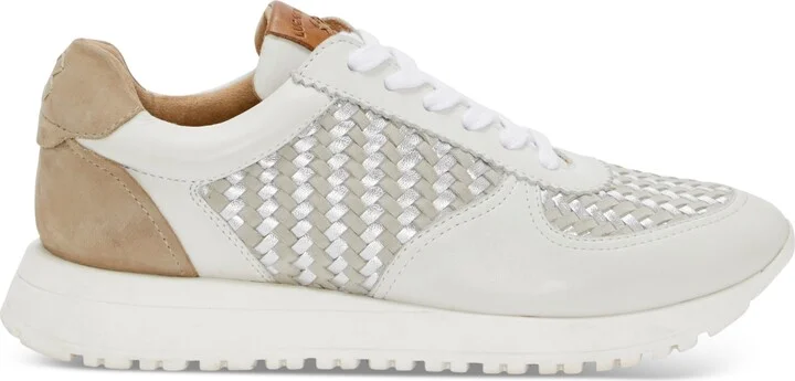 Lucky Brand Women's Deva Woven Knit Lace-Up Sneakers - White/Silver - Image 2