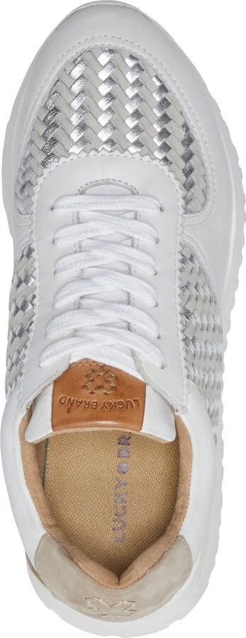 Lucky Brand Women's Deva Woven Knit Lace-Up Sneakers - White/Silver - Image 4