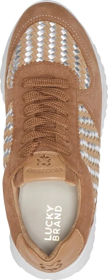 Lucky Brand Women's Deva Woven Knit Lace-Up Sneakers - White/Silver - Image 8