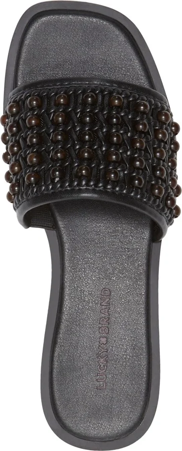 Lucky Brand Women's Gidya Beaded Slide Flat Sandals - Black/Brown Beads - Image 4