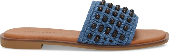 Lucky Brand Women's Gidya Beaded Slide Flat Sandals - Black/Brown Beads - Image 6
