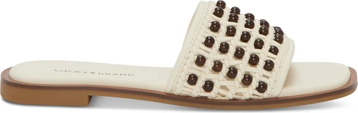 Lucky Brand Women's Gidya Beaded Slide Flat Sandals - Black/Brown Beads - Image 10