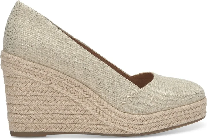 Lucky Brand Women's Imula Platform Espadrille Wedges - Natural/Platino Metallic Canvas - Image 2