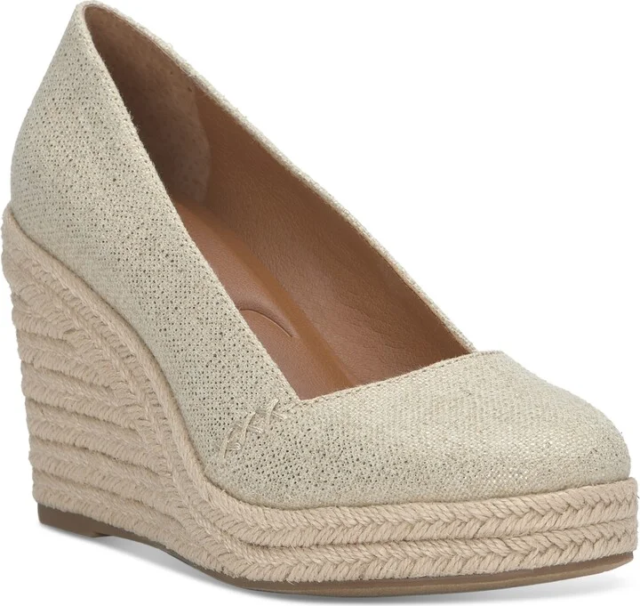 Lucky Brand Women's Imula Platform Espadrille Wedges - Natural/Platino Metallic Canvas