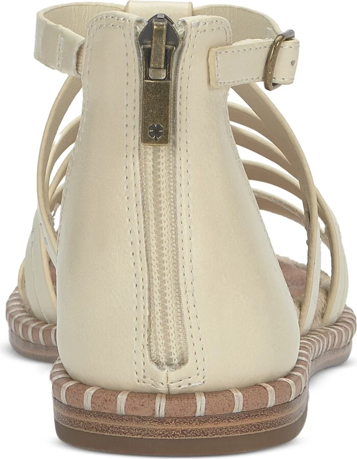 Lucky Brand Women's Korina Embellished Strappy Gladiator Flat Sandals - Dark Parchment/White Burnished Leather - Image 3