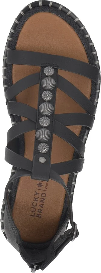 Lucky Brand Women's Korina Embellished Strappy Gladiator Flat Sandals - Dark Parchment/White Burnished Leather - Image 9