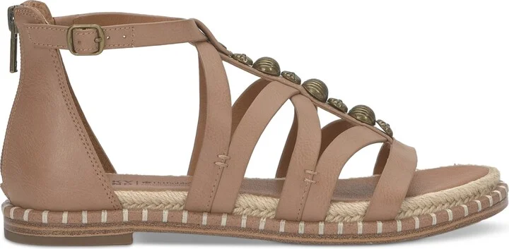 Lucky Brand Women's Korina Embellished Strappy Gladiator Flat Sandals - Dark Parchment/White Burnished Leather - Image 11
