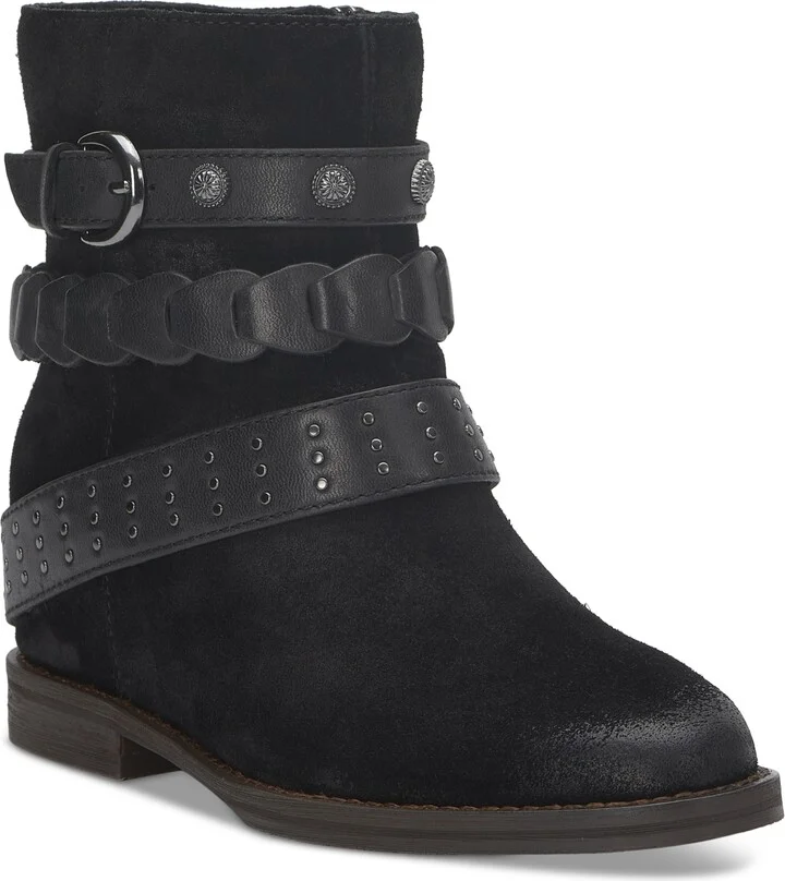 Lucky Brand Women's Miav Strappy Buckle Studded Harness Booties