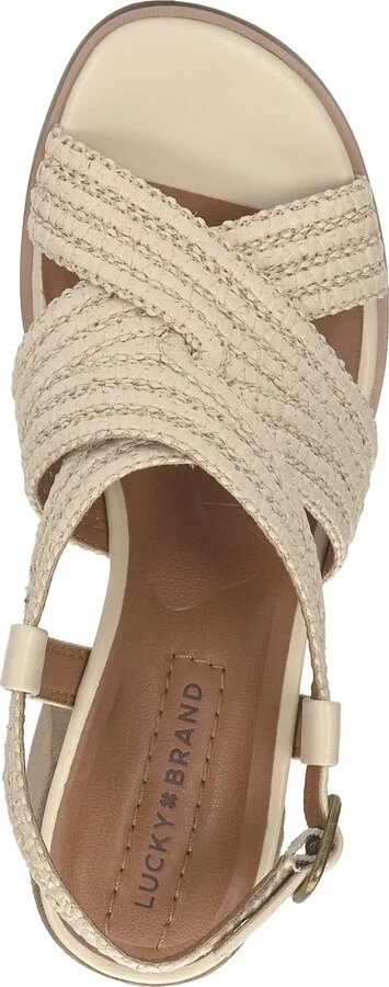 Lucky Brand Women's Sasina Woven Strappy Block-Heel Dress Sandals - Parchment/Cream Weave - Image 4