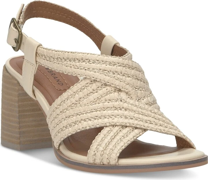 Lucky Brand Women's Sasina Woven Strappy Block-Heel Dress Sandals - Parchment/Cream Weave