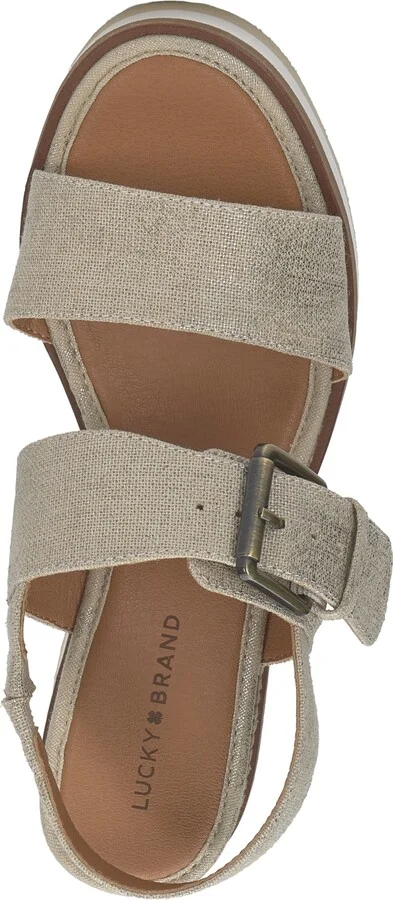 Lucky Brand Women's Turoma Double Band Flatform Sandals - Natural/platinum Metallic Linen - Image 4