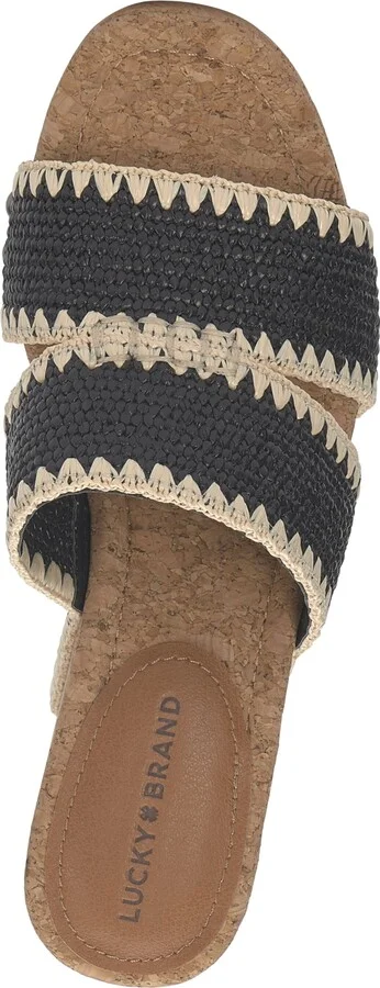 Lucky Brand Women's Vickta Platform Wedge Sandals - Black/Natural - Image 4