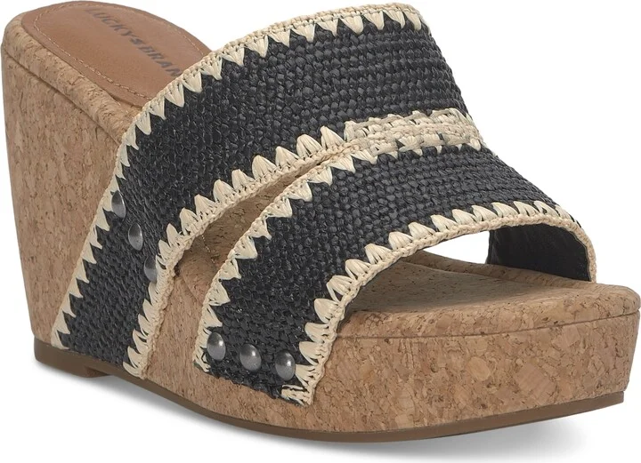 Lucky Brand Women's Vickta Platform Wedge Sandals - Black/Natural