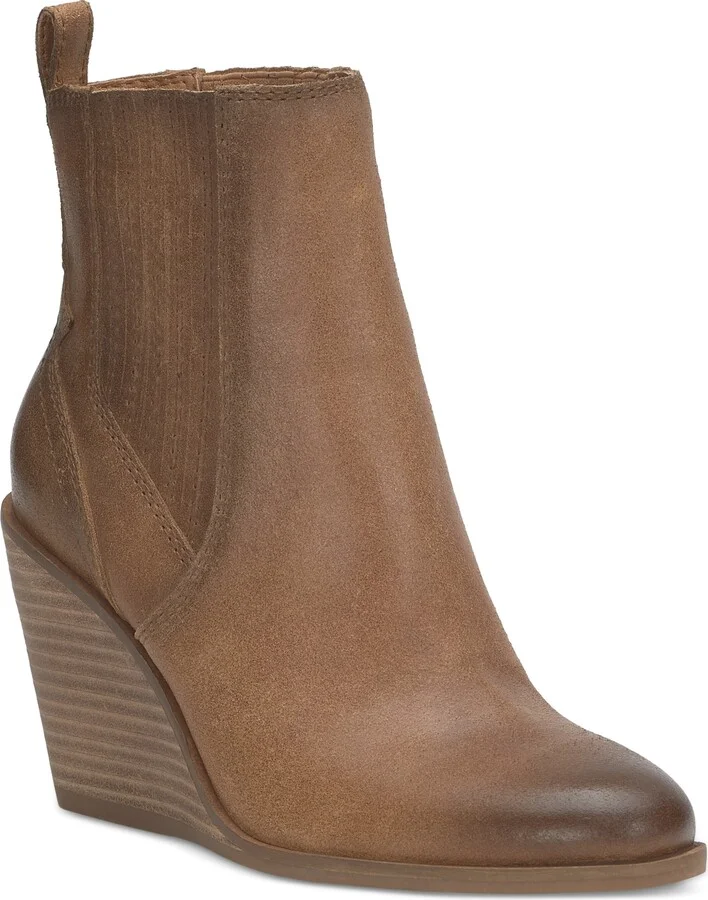 Lucky Brand Women's Wilano Pull-On Wedge Booties - Caramel/Caramel Suede