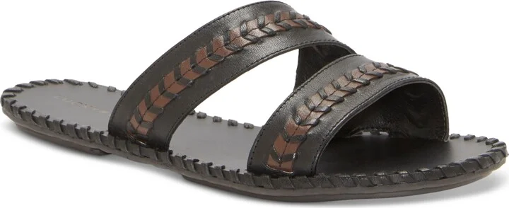Lucky Brand Women's Zanora Double Band Flat Sandals - Black/Array Leather