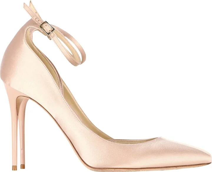 Lucy 100 Pointy Toe Pumps in Nude Satin