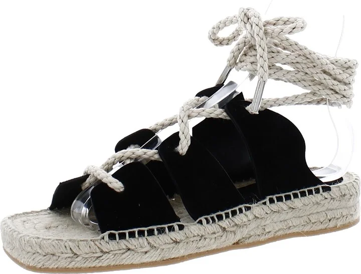 Lucy Womens Suede Ankle Tie Espadrilles
