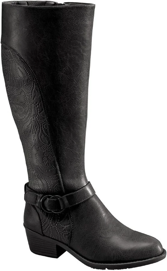 Luella Womens Embossed Faux Leather Knee-High Boots
