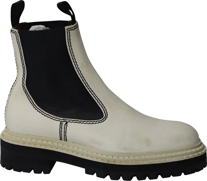 Lug Sole Chelsea Boots in White Calfskin Leather