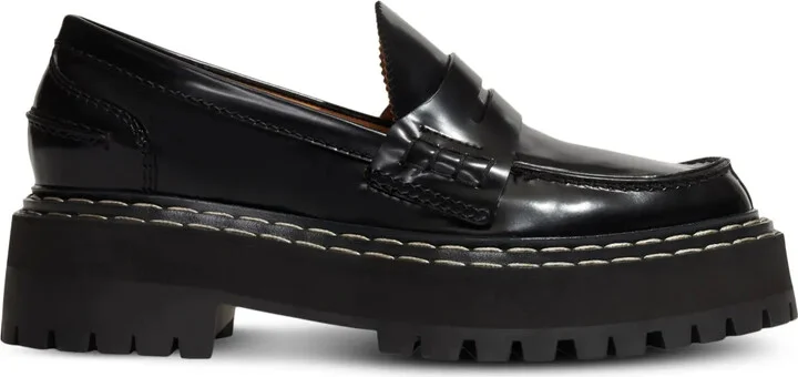 Lug-Sole Leather Loafers