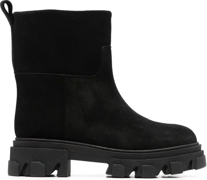 Lug-Sole Suede Ankle Boots