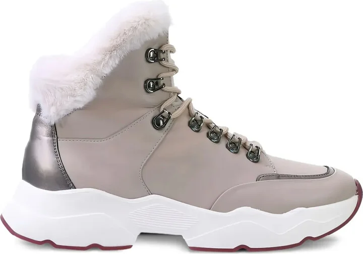 Luis faux fur-trimmed lace-up boots