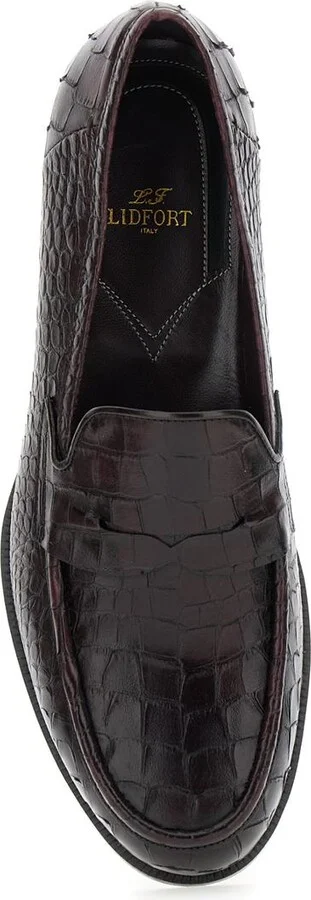 'Luisiana' Bordeaux Loafers With Embossed Crocodile Effect In Leather Man - Image 4
