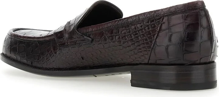 'luisiana' Bordeaux Loafers With Embossed Crocodile Effect In Leather Man - Image 3