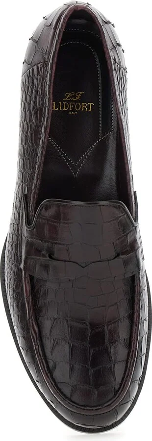'luisiana' Bordeaux Loafers With Embossed Crocodile Effect In Leather Man - Image 4