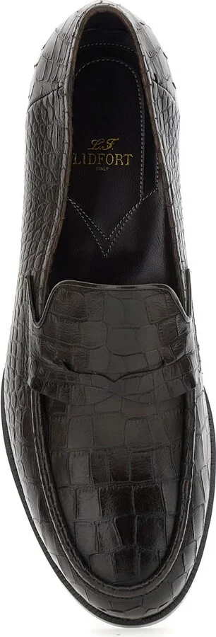 'luisiana' Brown Loafers With Embossed Crocodile Effect In Leather Man - Image 4
