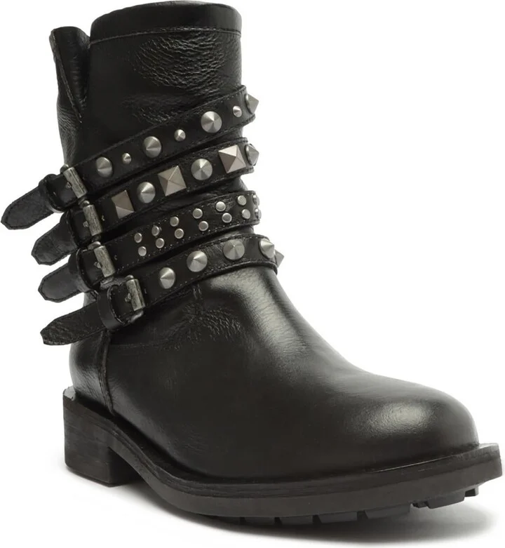 Luizia Womens Leather Block Heel Ankle Boots