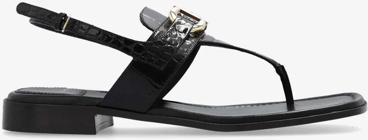Lula Slingback Sandals in Croc-Embossed Leather