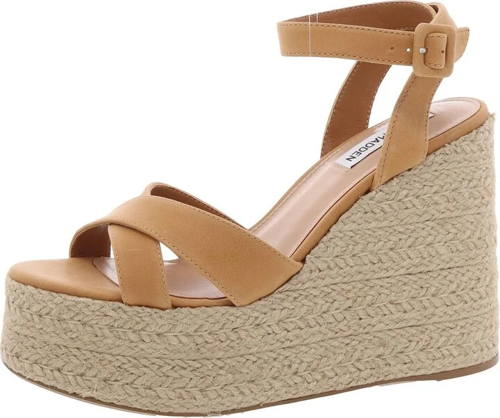 Lulah Womens Leather Espadrille Ankle Strap