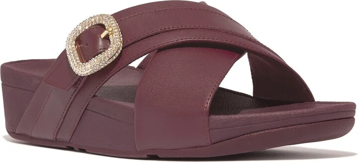 Lulu Crystal Buckle Platform Slide Sandal
