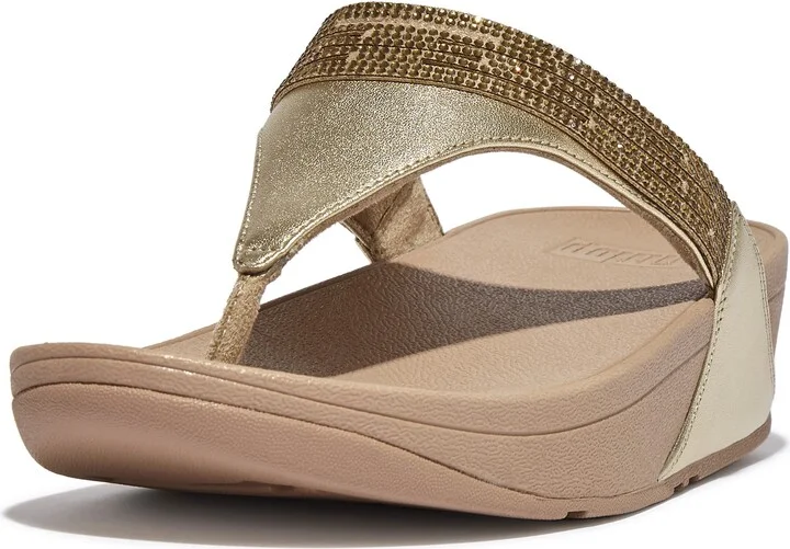 Lulu Crystal Leather Wedge Sandal