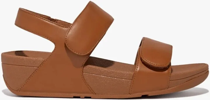Lulu FV8-592 Slide Sandals Women's Tan Leather Adjustable Strap Slip On