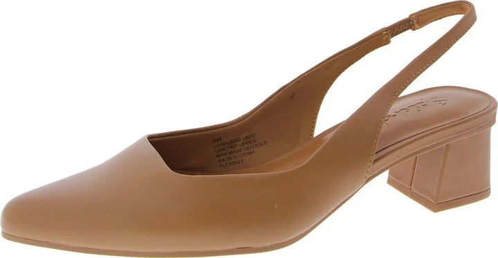Luma Womens Leather Alomd Toe Slingback Heels