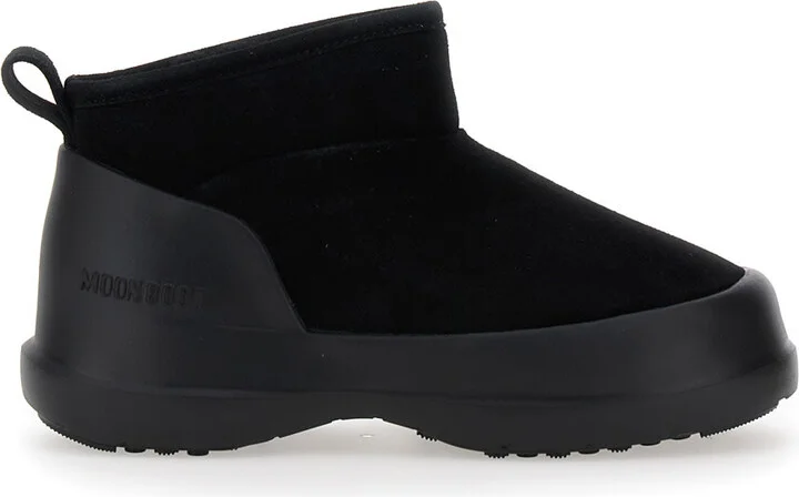 'luna' Black Ankle Boots In Suede And Tech Fabric Woman