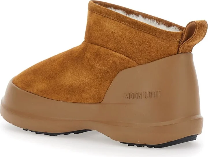 'luna' Brown Ankle Boots With Logo Lettering On The Side In Leather And Suede Woman - Image 3
