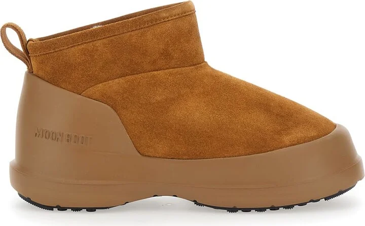 'luna' Brown Ankle Boots With Logo Lettering On The Side In Leather And Suede Woman