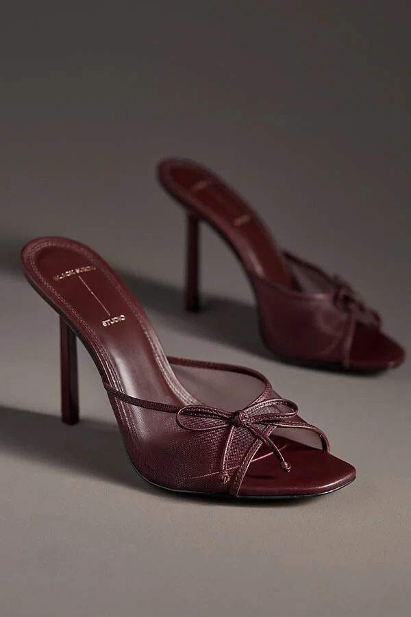 Luna Mesh Bow Open-Toe Heeled Mules