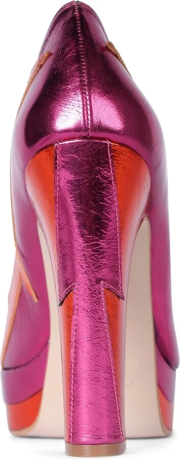 Luna Pink Orange Platform Block Heels - Image 5