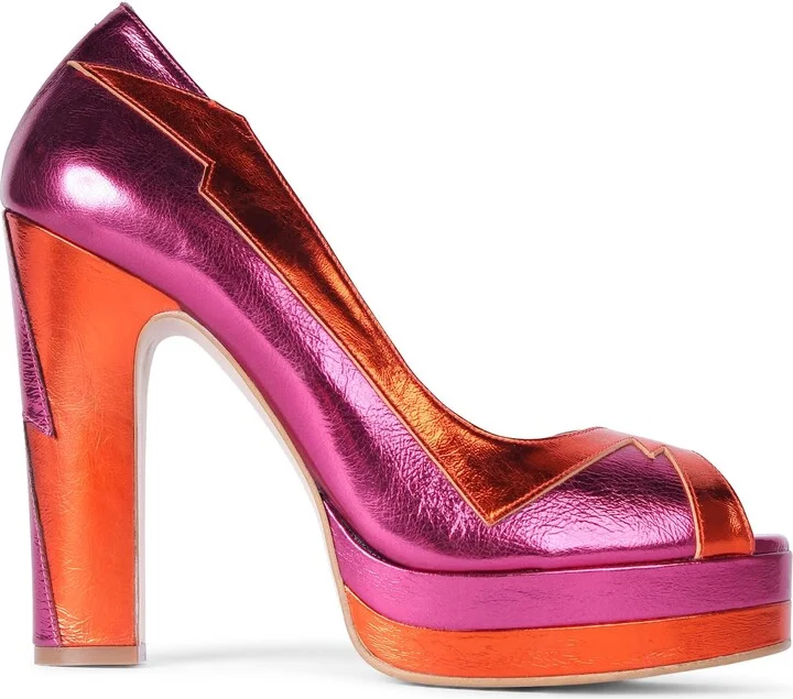 Luna Pink Orange Platform Block Heels