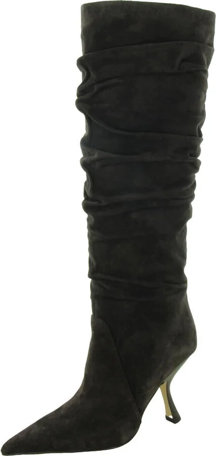 Luna Womens Suede Pointed Toe Knee-High Boots