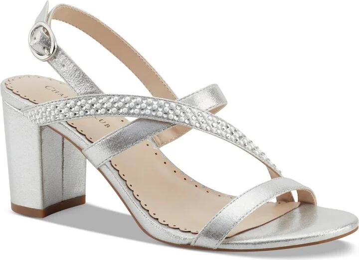Lunah Womens Glitter Criss-Cross Slingback Sandals